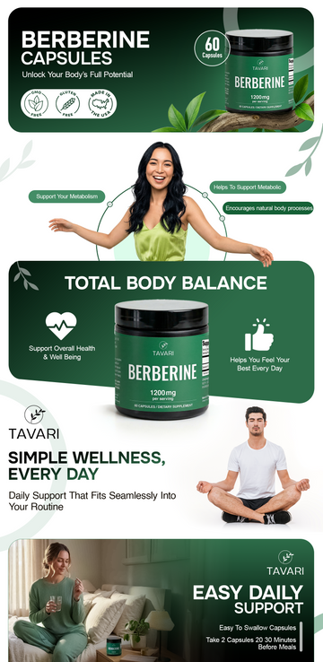 TAVARI Berberine 1200mg | 60 Capsules